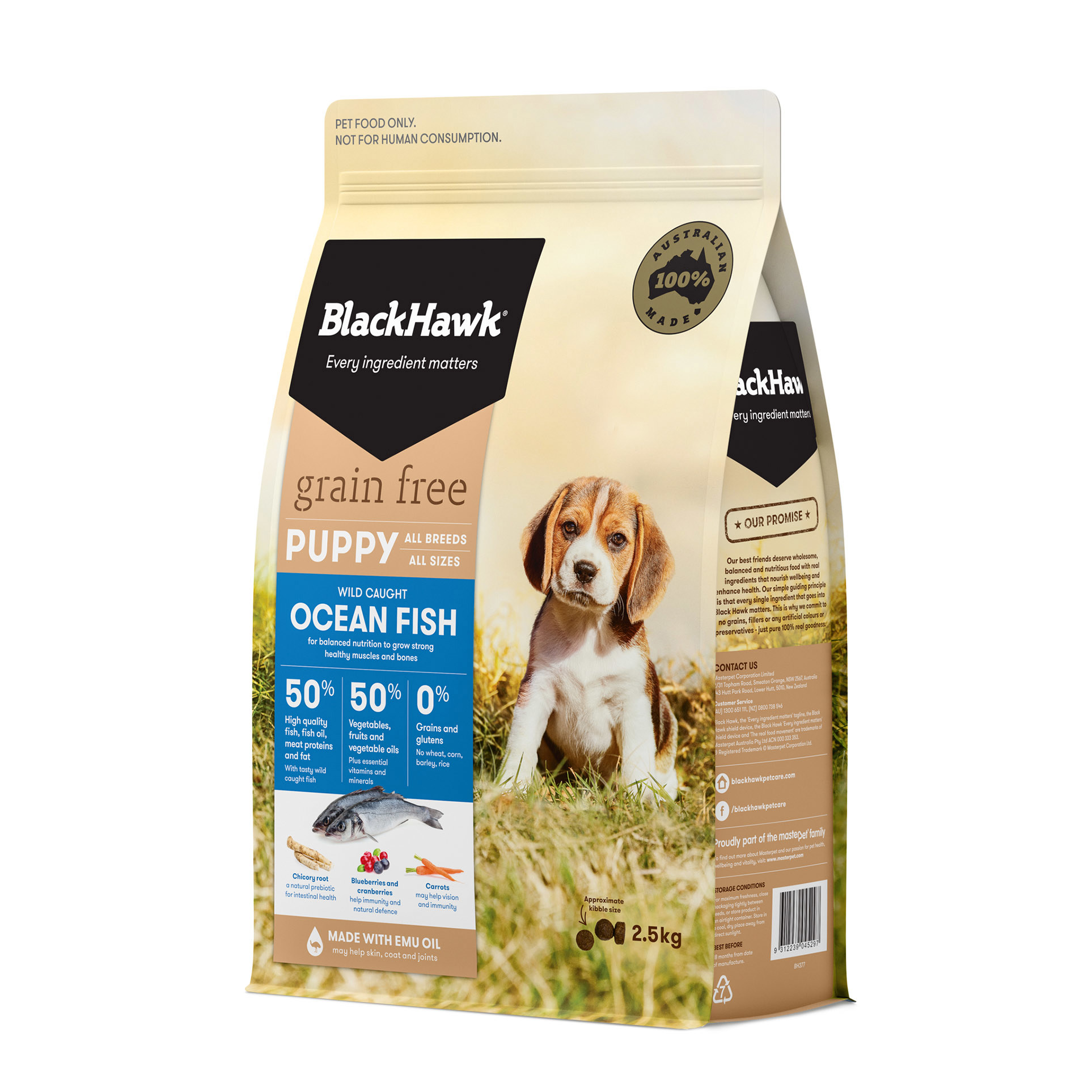 Grain Free Puppy Food | Ocean Fish | Black Hawk - Black Hawk - Puppy Food With Squash Seed Grain Free