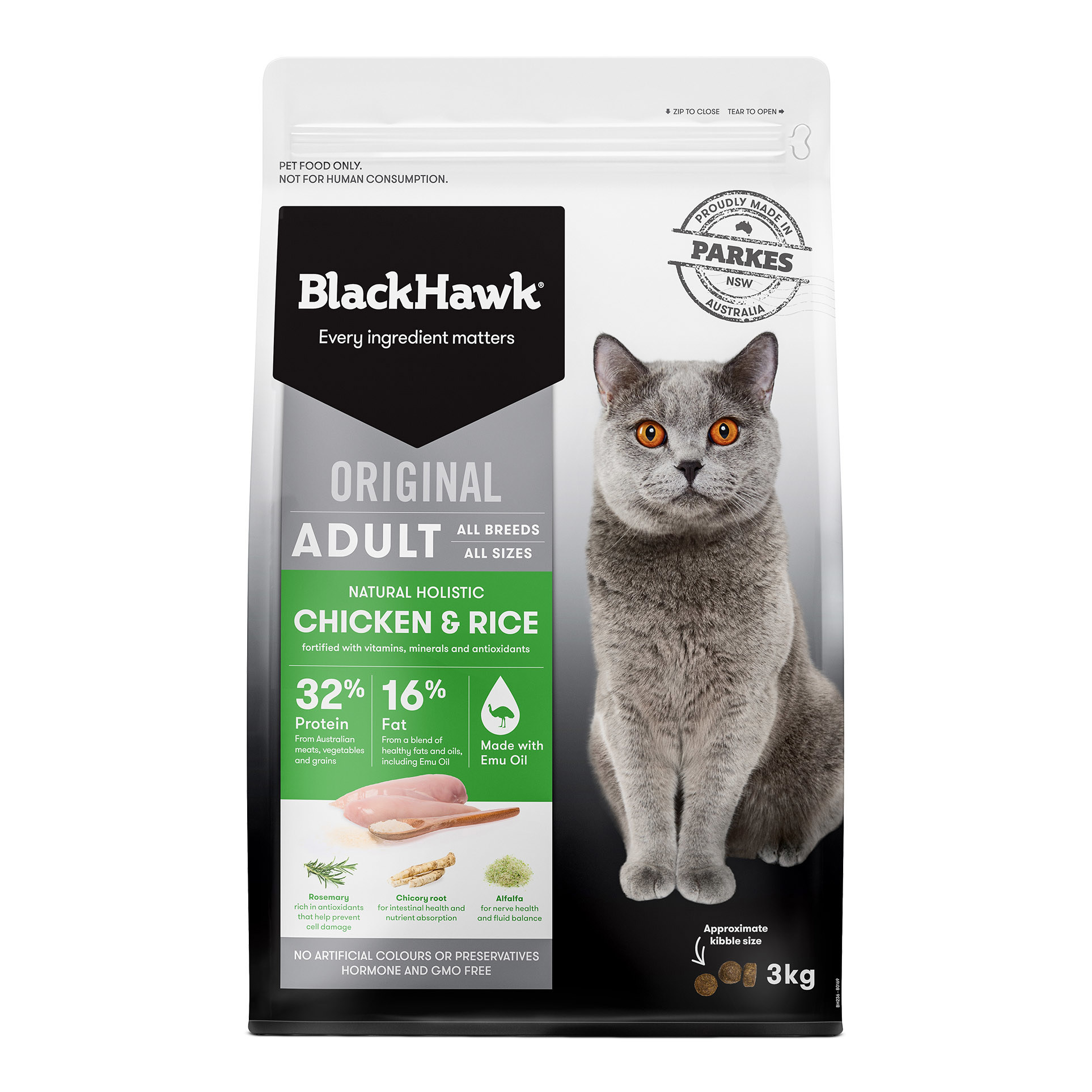 Cat Food Chicken and Rice Black Hawk Black Hawk